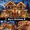 2PK 240LED Solar Christmas String Lights Outdoor – Waterproof Solar Fairy Lights with 8 Modes for Xmas Tree, Garden, Party, Patio & Holiday Decorations (Warm White)